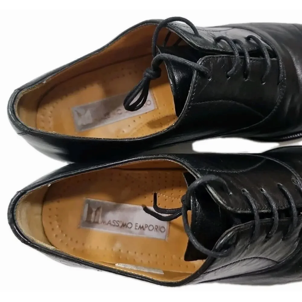 Massimo Emporio Dress Shoes Men's US 9 Black Leather Cap Toe Oxford.